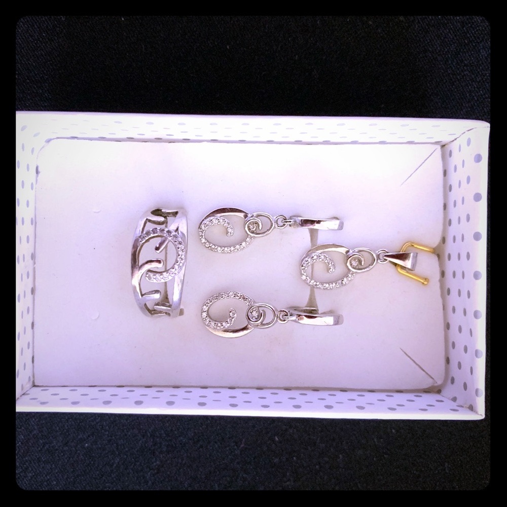 Sterling Silver Ring Earring & Pendant Set